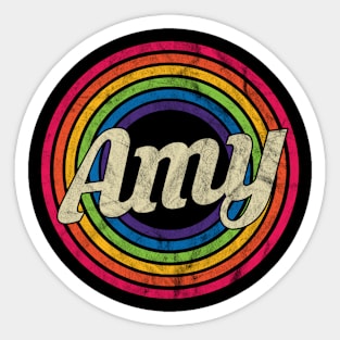 Amy - Retro Rainbow Faded-Style Sticker